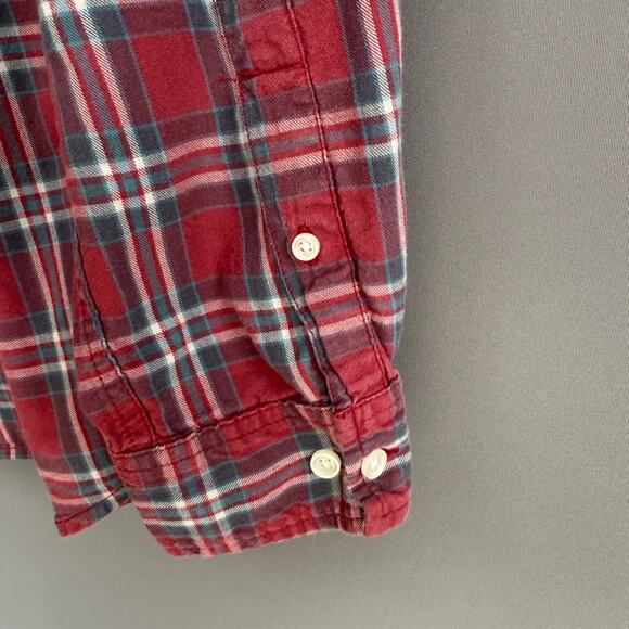 Mens Rip Curl plaid button up shirt - red - blue - casual - Christmas - size XL - Picture 7 of 9